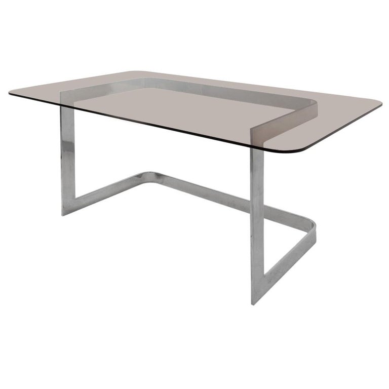 Minimalist Chrome and Glass Desk For Sale at 1stDibs