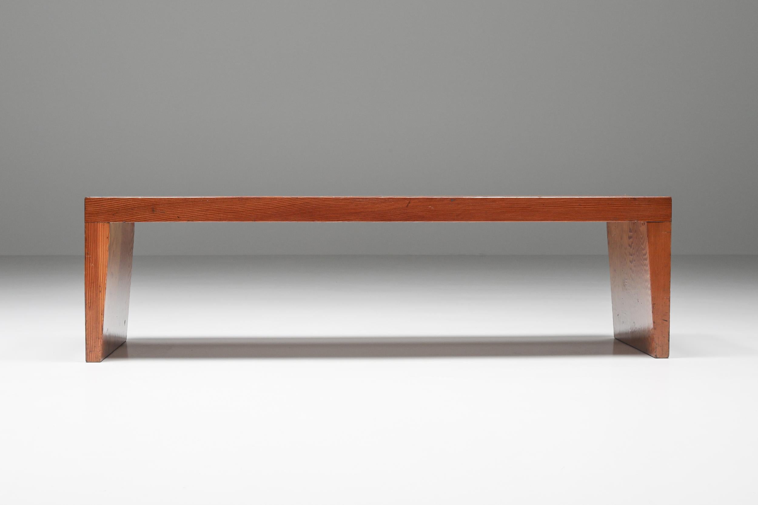 Minimalist, Church Bench Mid-Century Modern, Monumental, Wood, Joinery, Antique, Herefordshire Chapel, Pews, 19th century, 1950's, Donald Judd; 

Monumental minimalist Church bench in solid wood with incredible joinery system that holds the three
