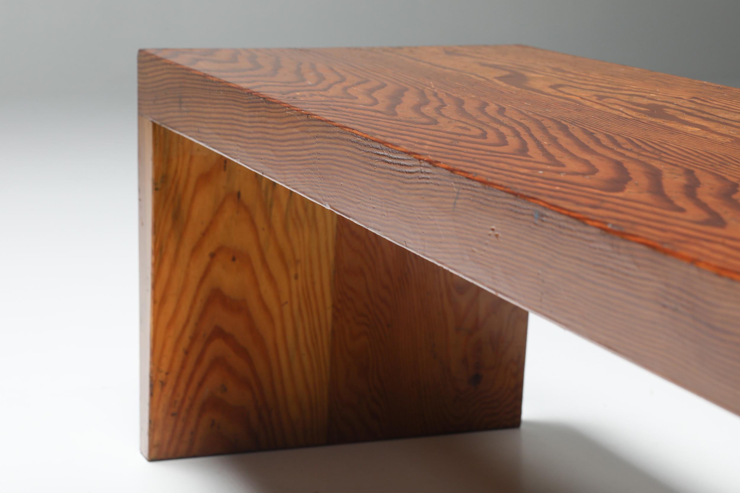 Italian Minimalist Church Bench in Solid Wood, Monumental, Joinery For Sale