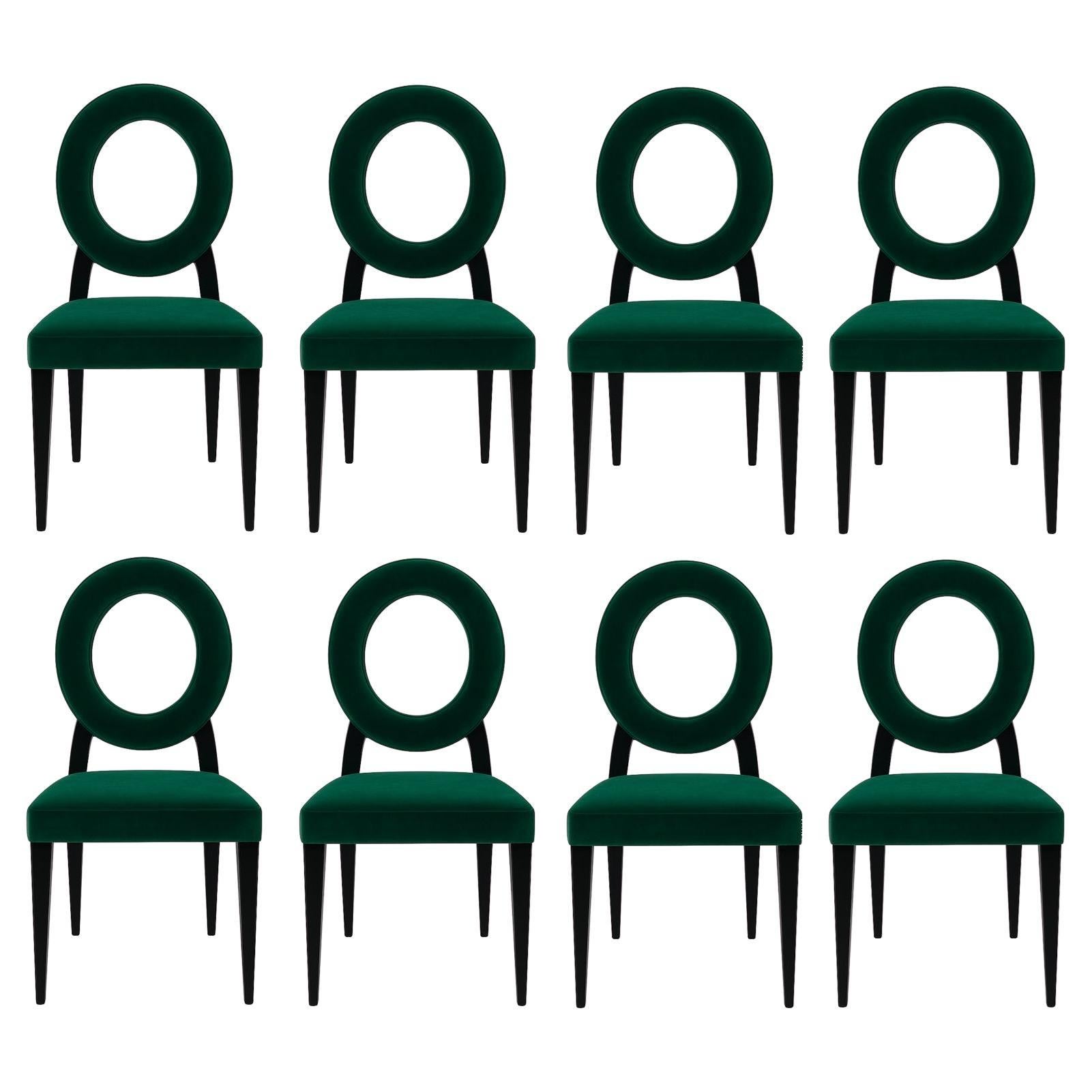 Minimalist Classic Dining Chairs with Open Circular Back, Set of 8