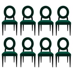 Minimalist Classic Dining Chairs with Open Circular Back, Set of 8