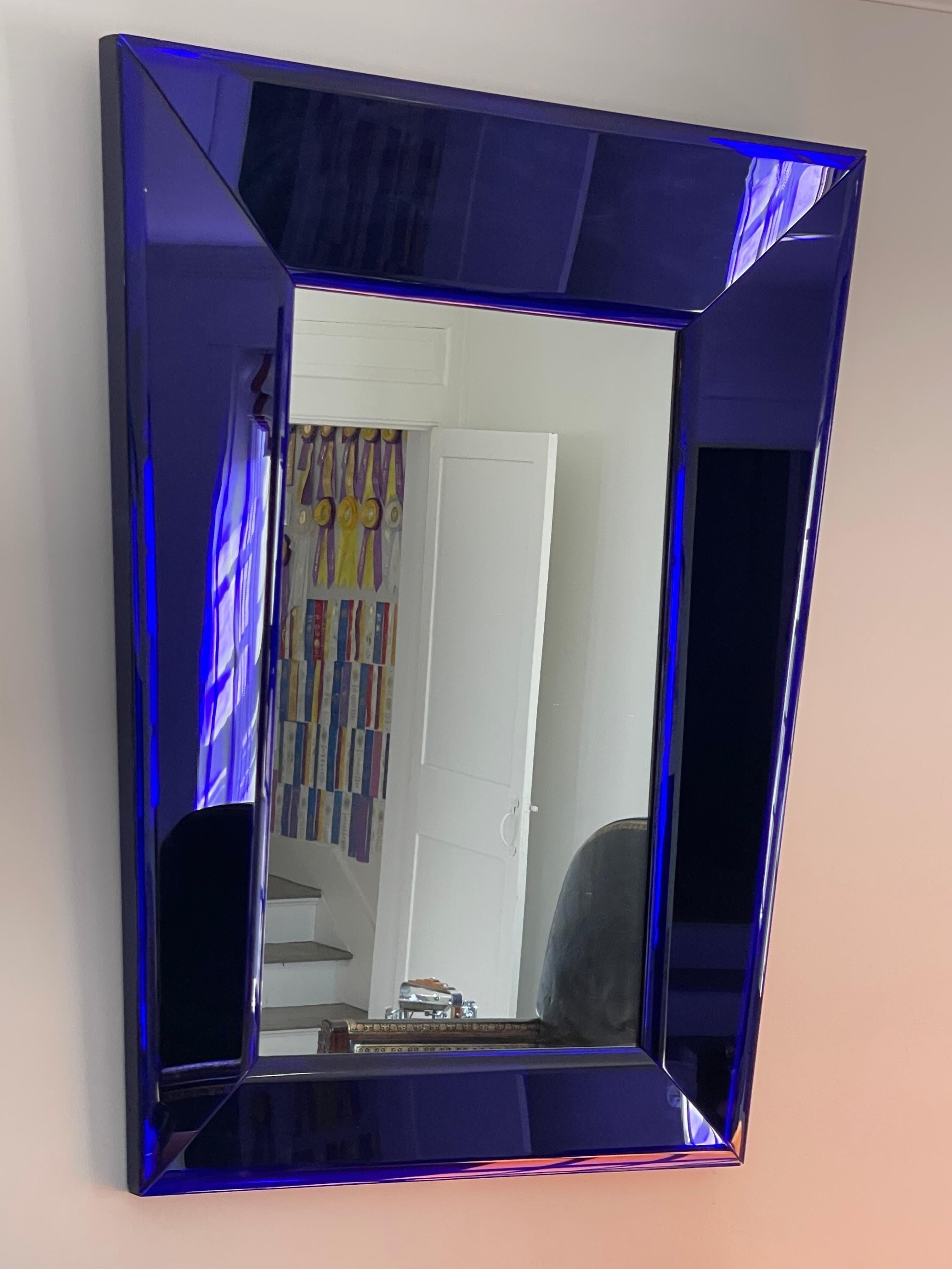Unknown Minimalist Cobalt Blue Mirror For Sale