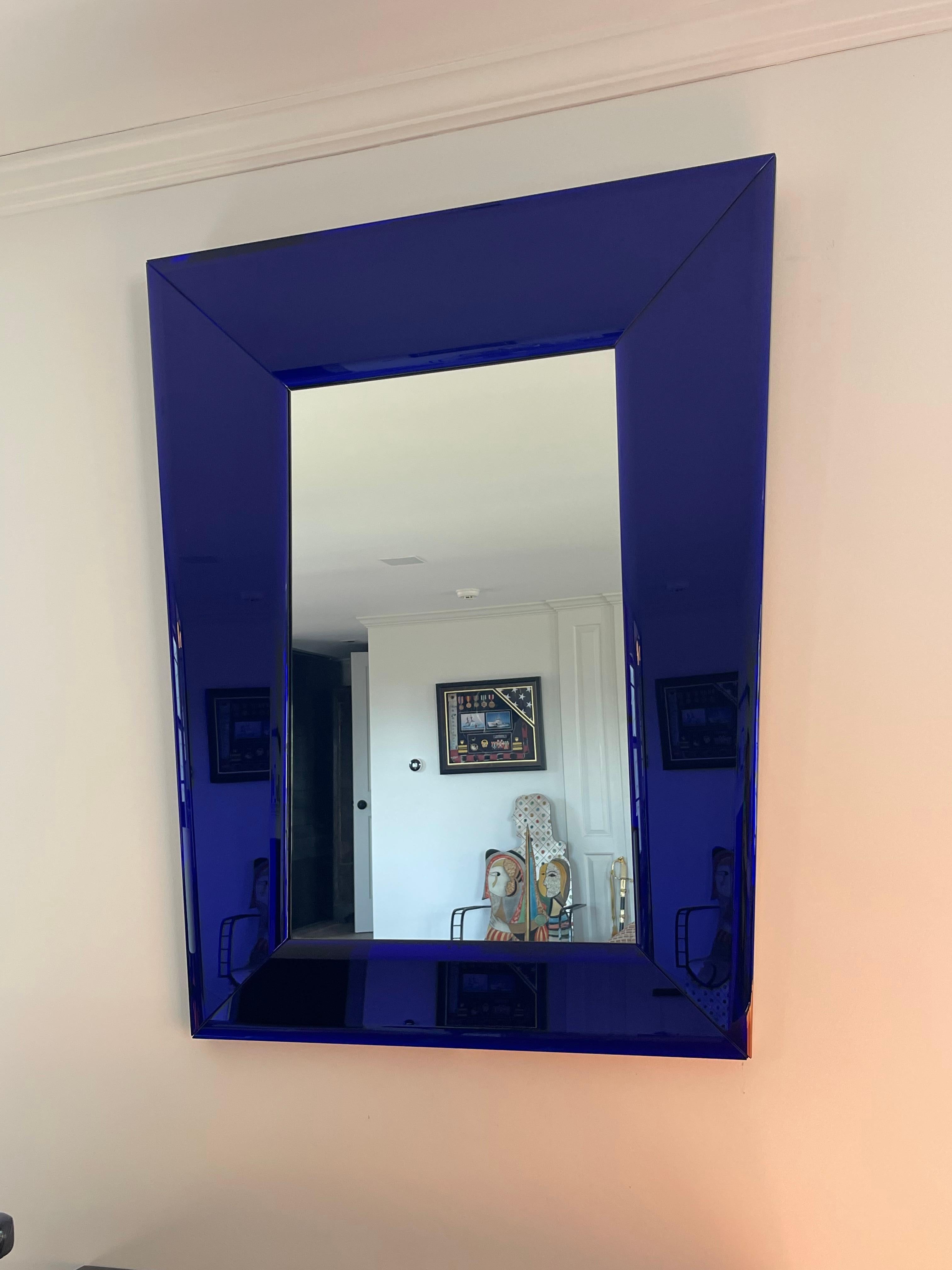 Contemporary Minimalist Cobalt Blue Mirror For Sale