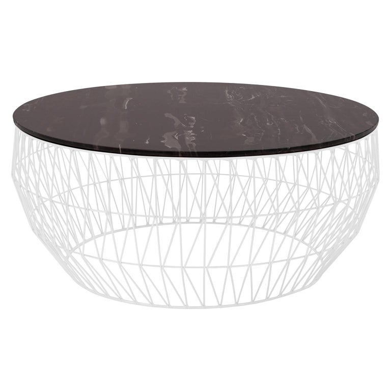 Minimalist Coffee Table Wire Center In White With Black Marble For At 1stdibs Minimalist Coffee Table Wire Center, Galvanized Steel Coffee Table Philippines