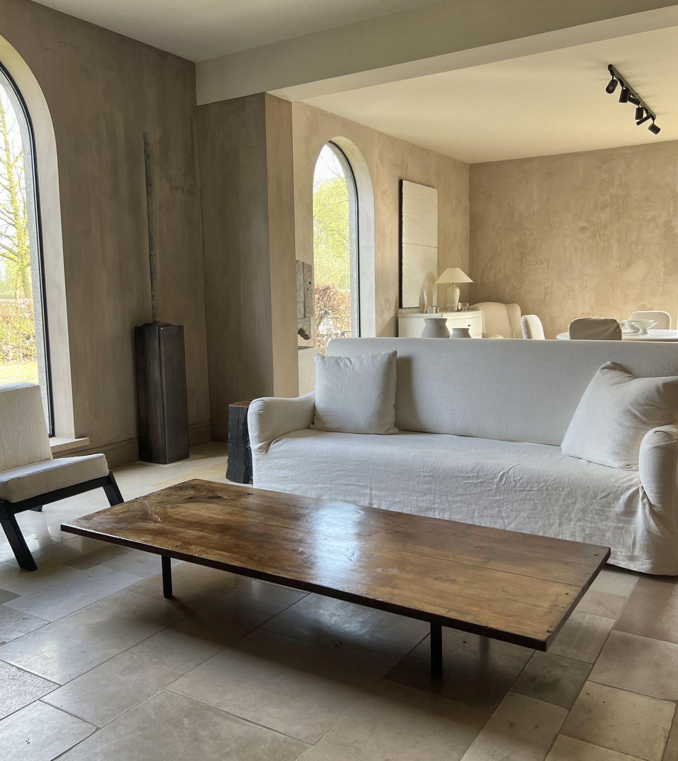 Fait main Table basse minimaliste en vieux noyer récupéré en vente
