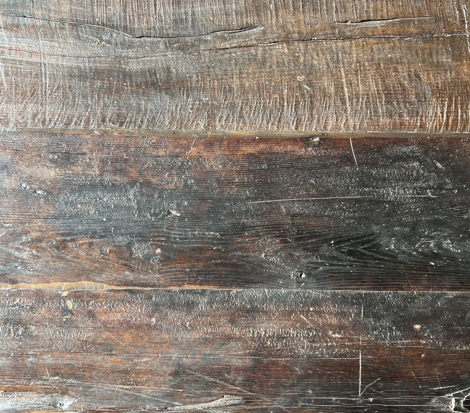 Contemporary Minimalist coffeetable with 18th century reclaimed dark walnut For Sale