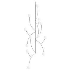 Minimalist LED Chandelier with Frosted Glass Spheres - Geometric Steel Art Light