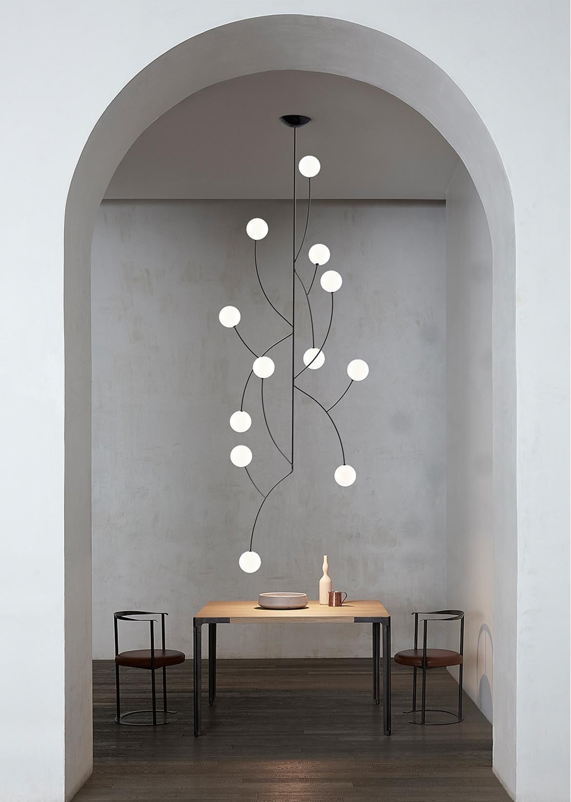 Ukrainian  Minimalist Collectible Bespoke Pendant Chandelier with Multiple Opaque Spheres For Sale