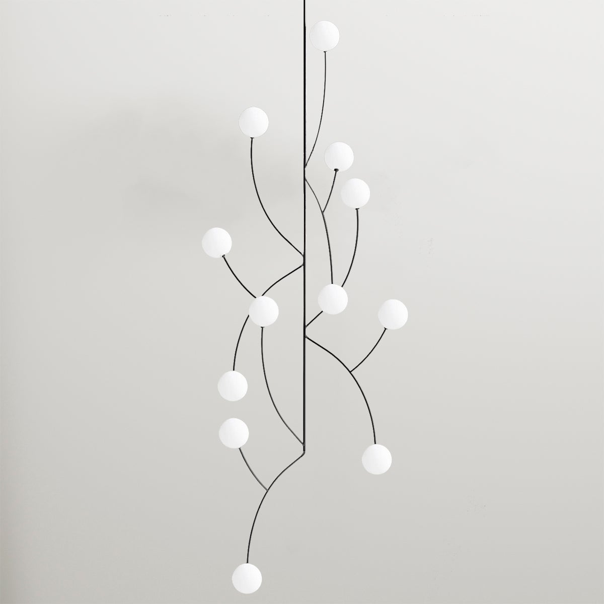  Minimalist Collectible Bespoke Pendant Chandelier with Multiple Opaque Spheres For Sale