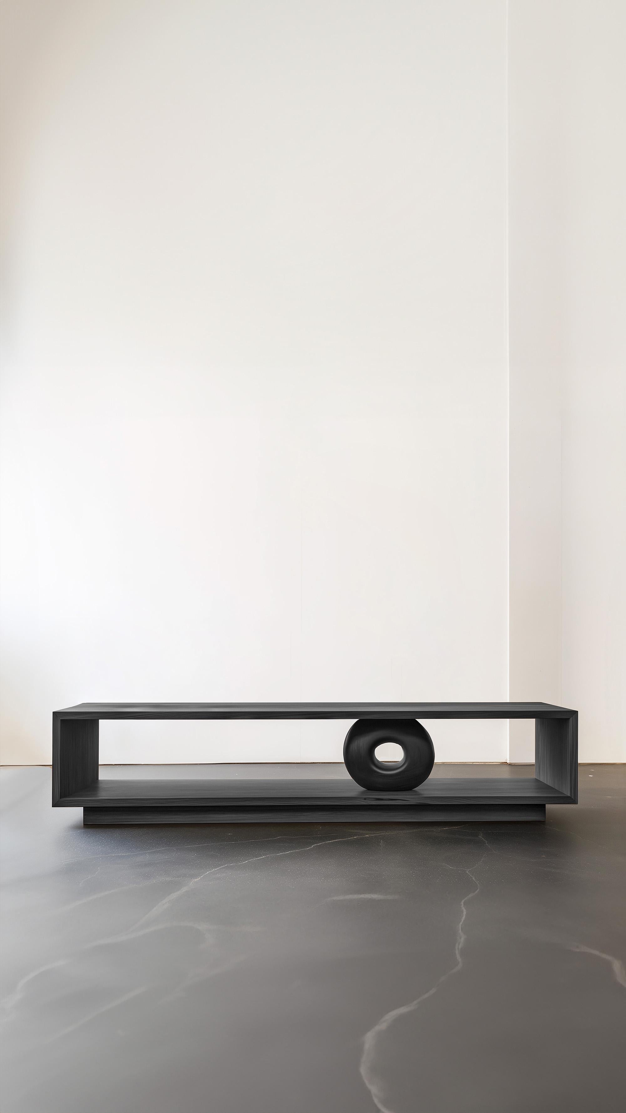 Minimalistische Konsole 13, Elegante Aufbewahrung, Sereno-Kollektion, kleine Skulptur (Holz) im Angebot