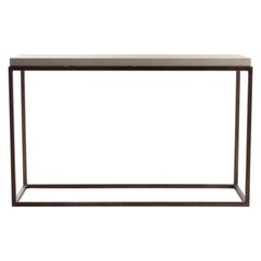 Minimalist Console Steel Table with Limestone Top