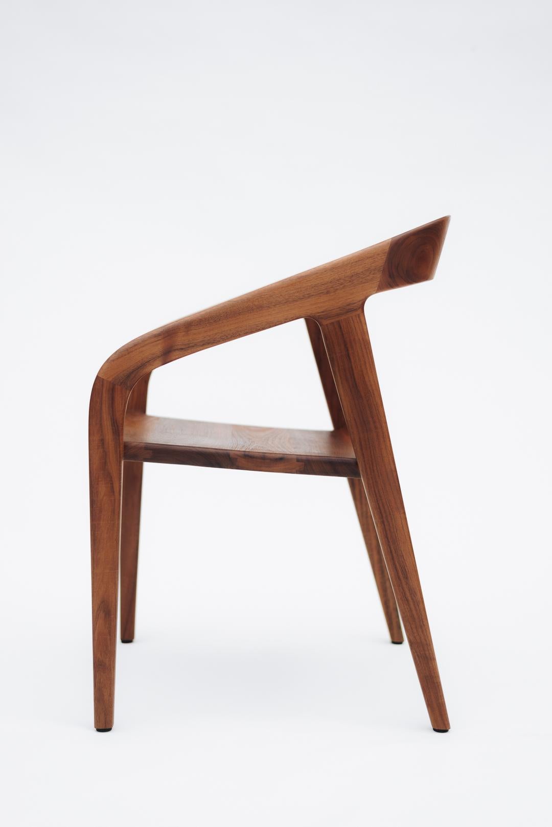 Handrafted Contemporary Dining Chair in Caribbean Walnut, in Stock For Sale 4