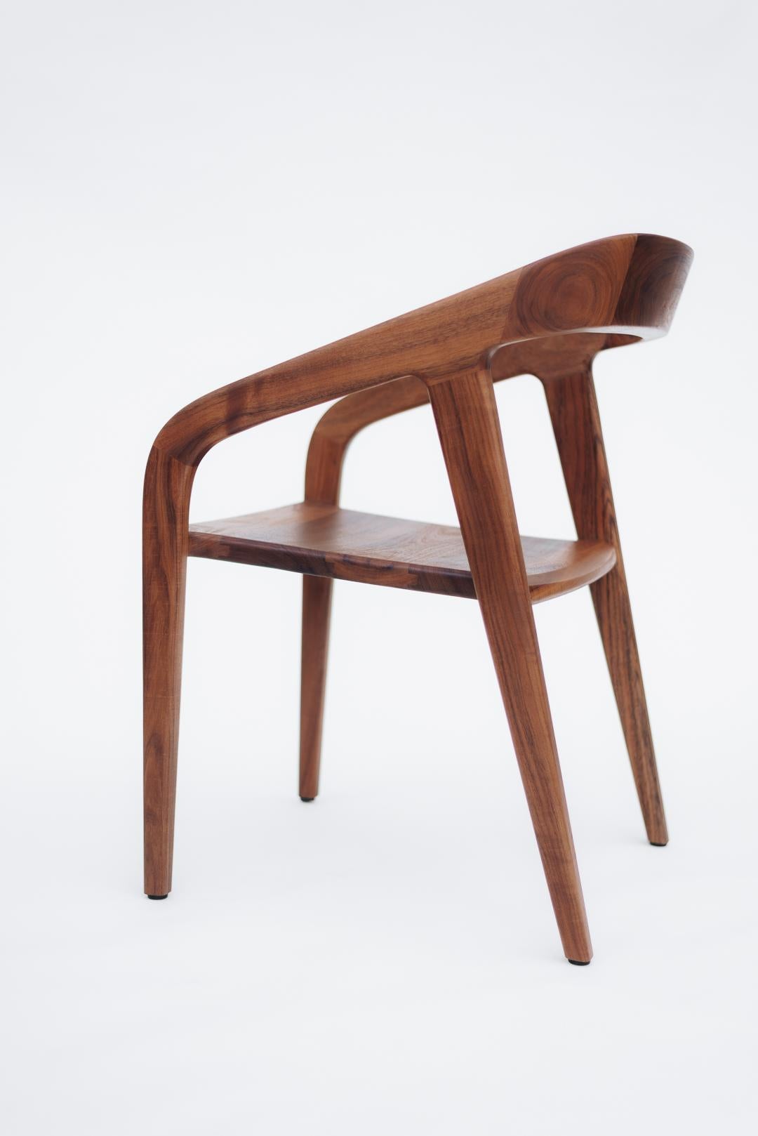 Modern Contemporary Solid Caribbean Walnut Armchair, Handcrafted in Mexico – In Stock For Sale
