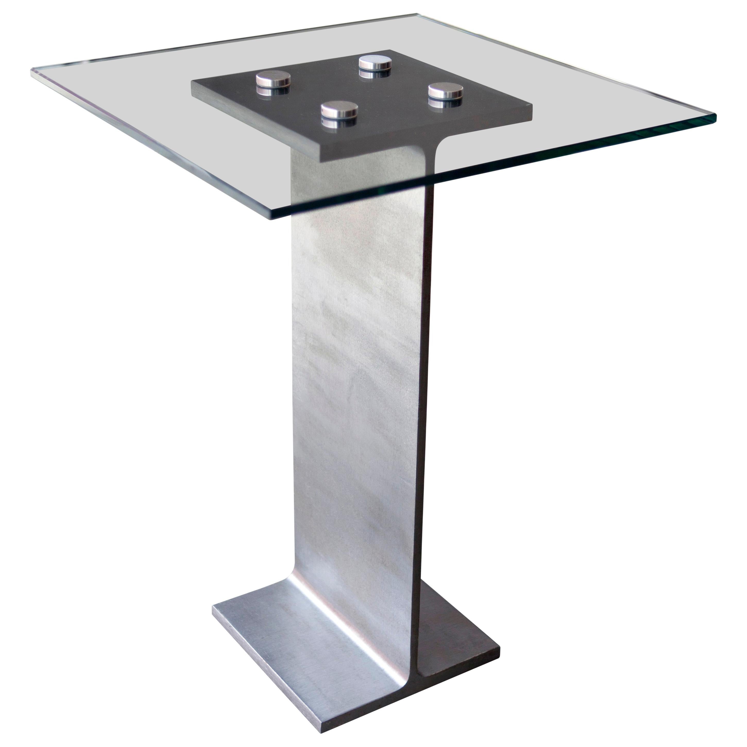 Steel I-Beam End Table - Modern Nightstand Lamp Table - Modern Side Table For Sale