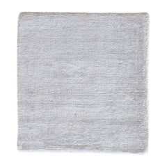Tappeto quadrato grande minimalista contemporaneo in seta naturale di bambù bianca, rivestito a mano