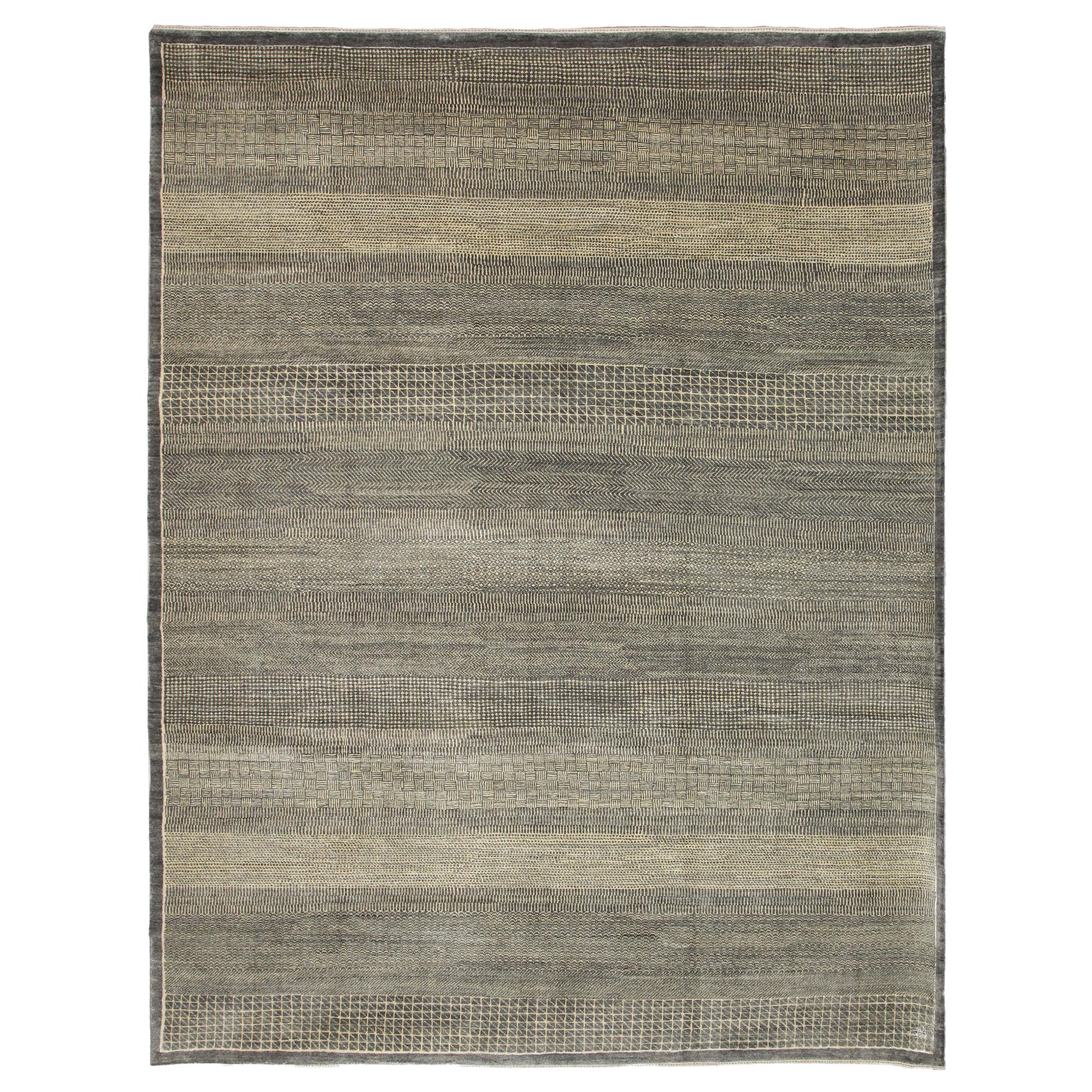 Orley Shabahang "Rain" Contemporary Persian Rug, Gray and Cream, 8' x 10'