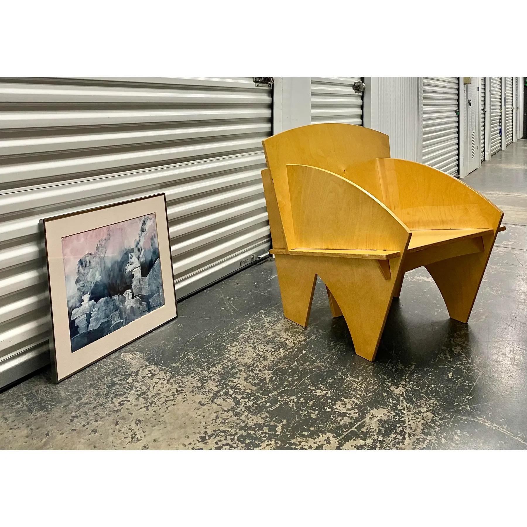 Hand-Crafted Minimalist Contemporary Plywood Puzzle Chair For Sale