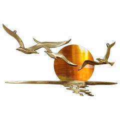 Minimalist Copper Bird Sculpture, 1970s