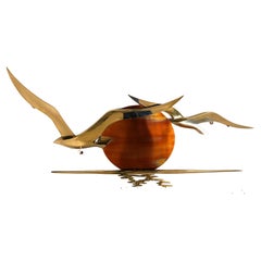 Minimalist copper bird sculpture, 1970s -