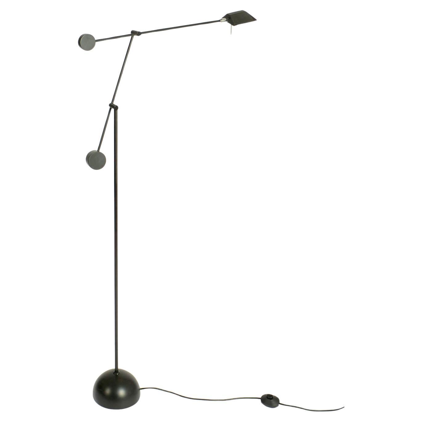 Minimalist Counter Balance Floor Lamp Black 1970s