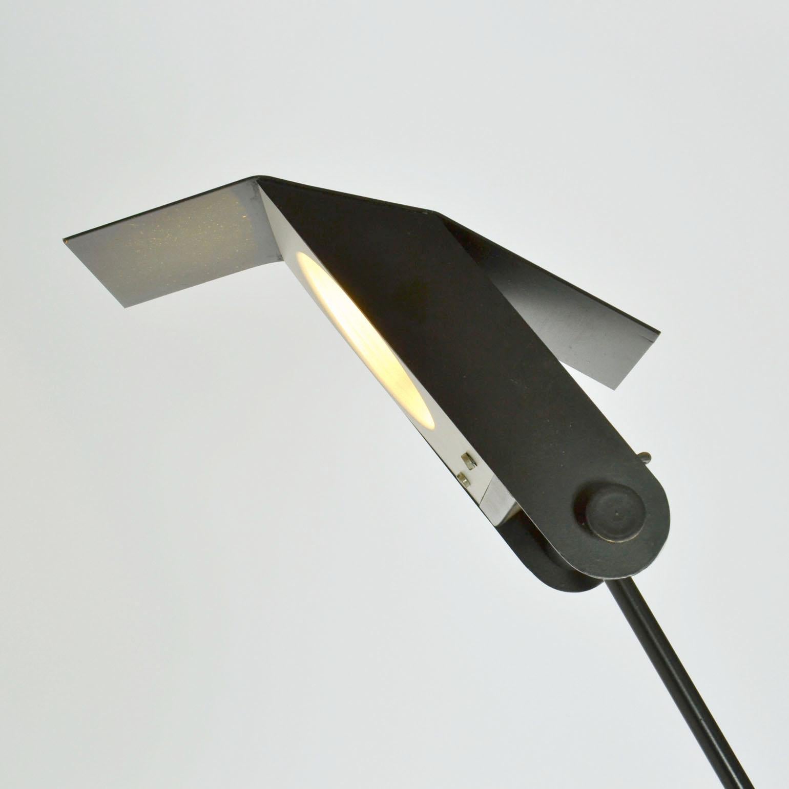 Metal Minimalist Counterbalance Black Floor Lamp Attributed to Swiss Baltensweiler For Sale
