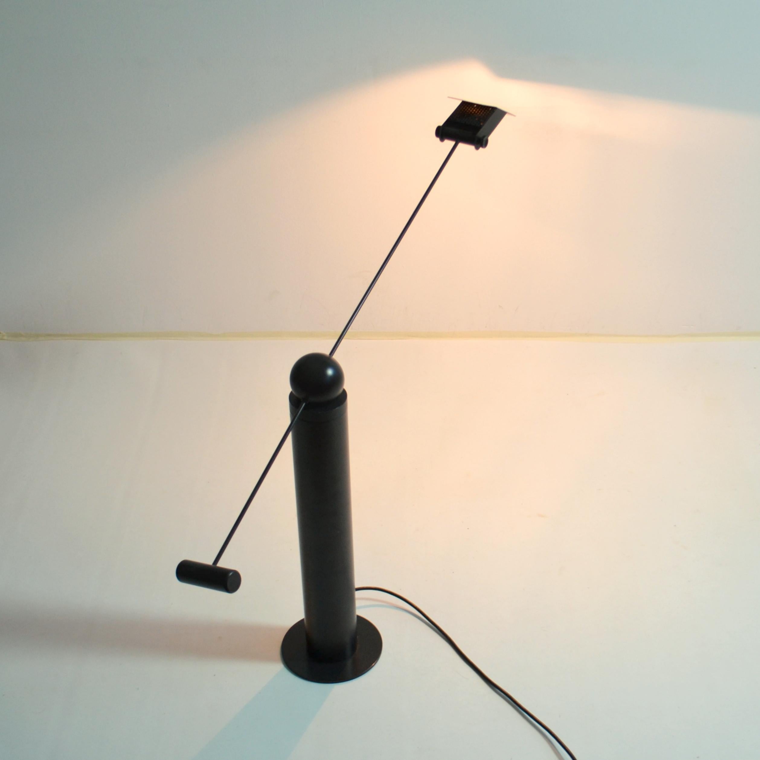 Minimalist Counterbalance Black Table Lamp Attributed to Swiss Baltensweiler For Sale 7