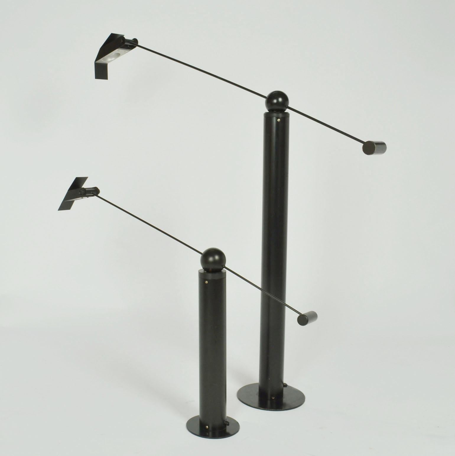 Minimalist Counterbalance Black Table Lamp Attributed to Swiss Baltensweiler For Sale 10