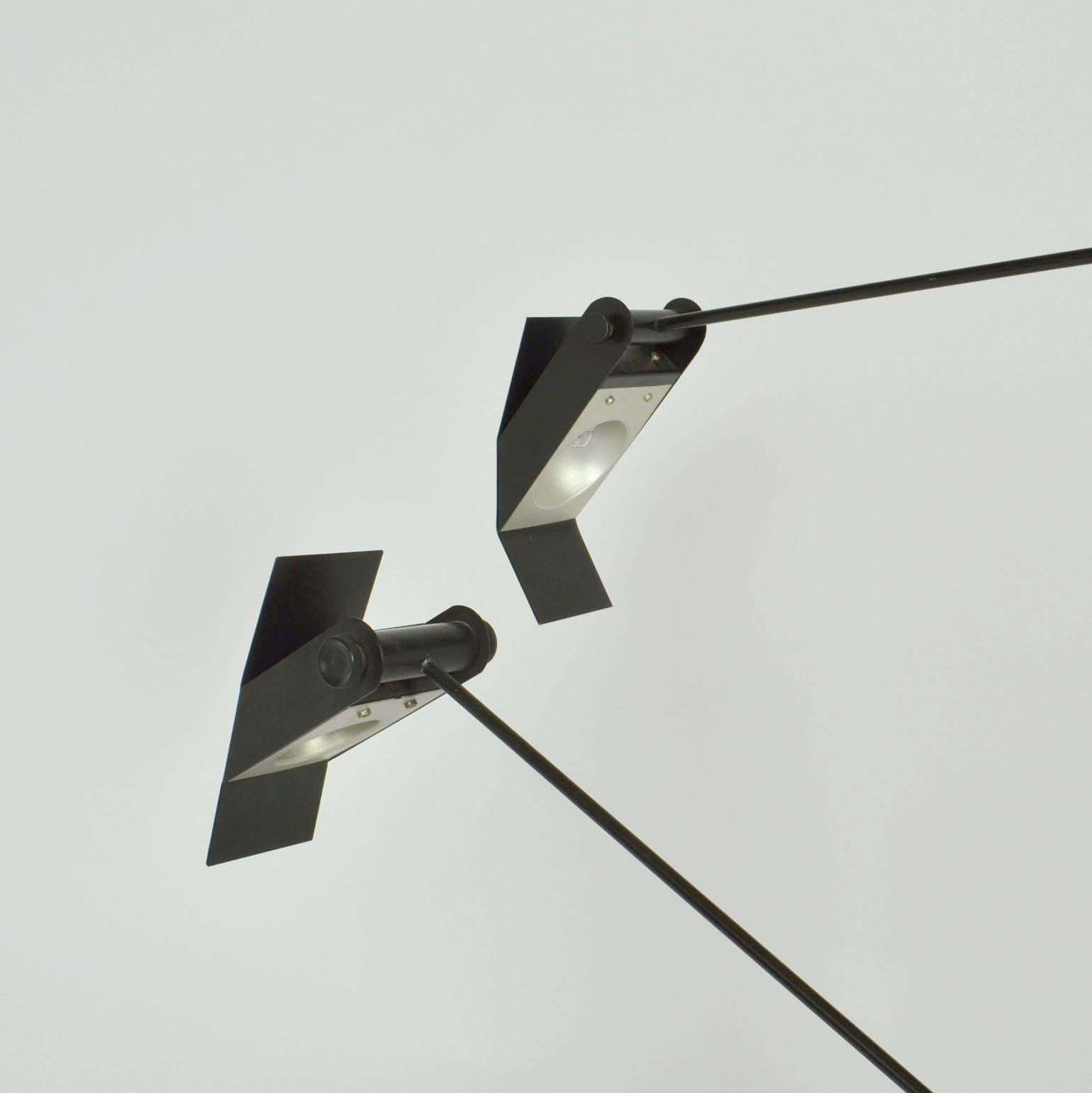 Minimalist Counterbalance Black Table Lamp Attributed to Swiss Baltensweiler For Sale 11