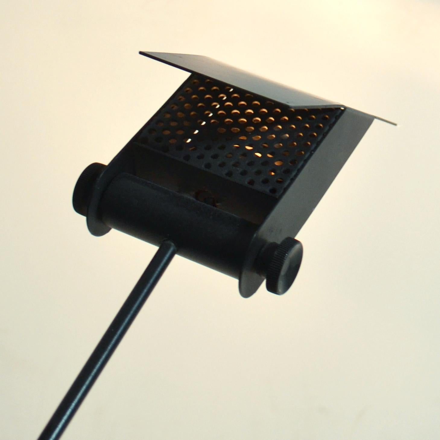 Minimalist Counterbalance Black Table Lamp Attributed to Swiss Baltensweiler For Sale 1