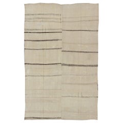 Minimalista Rug & Kilim turco vintage color crema composto da due pannelli uniti