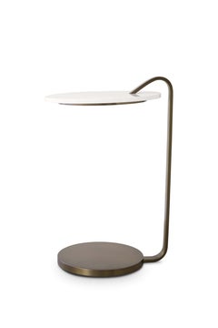 Minimalist Cream Glossy Lacquer Cutty Side Table by Caffe Latte