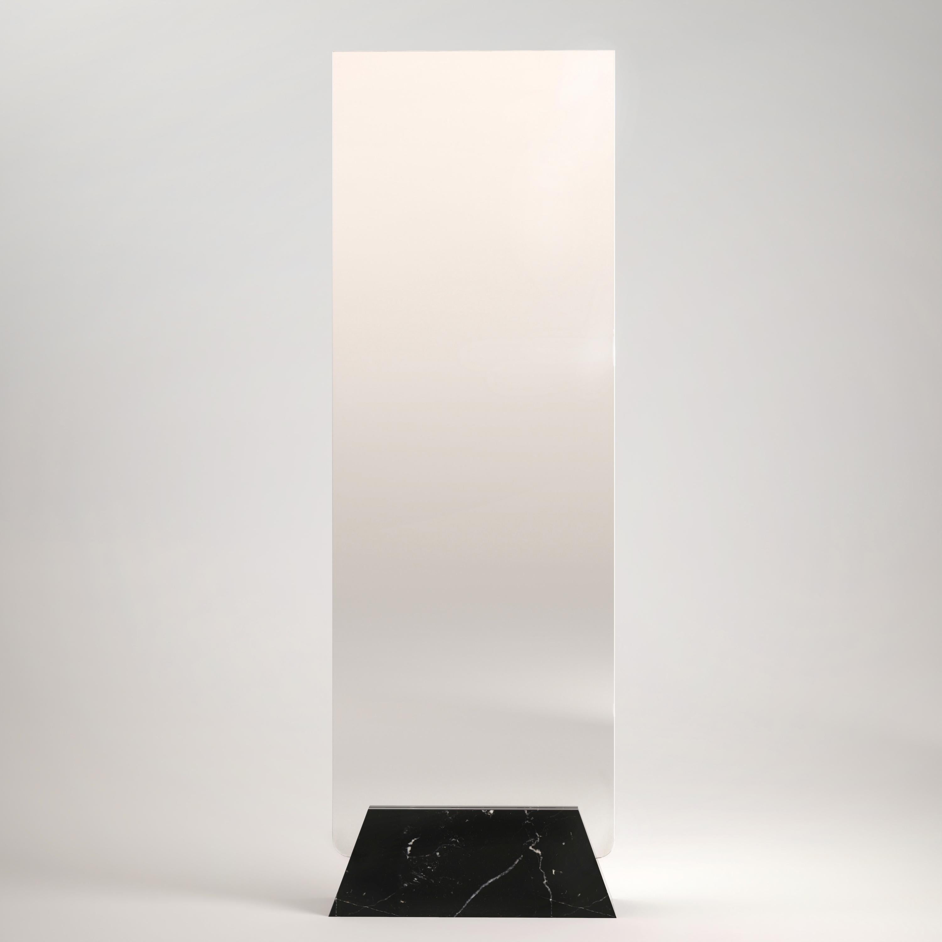 About
Minimalist Cressida Floor Mirror, Marble and Crystal Glass for October Gallery

Cressida Floor Mirror
Design by CARCINO Design exclusively for October Gallery
Floor Mirror
Materials: Black Marquina Marble, Mirror Glass
Dimensions: H 180 W 60 D