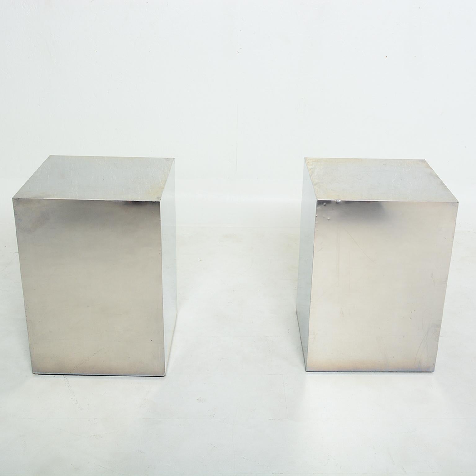 stainless steel cube side table