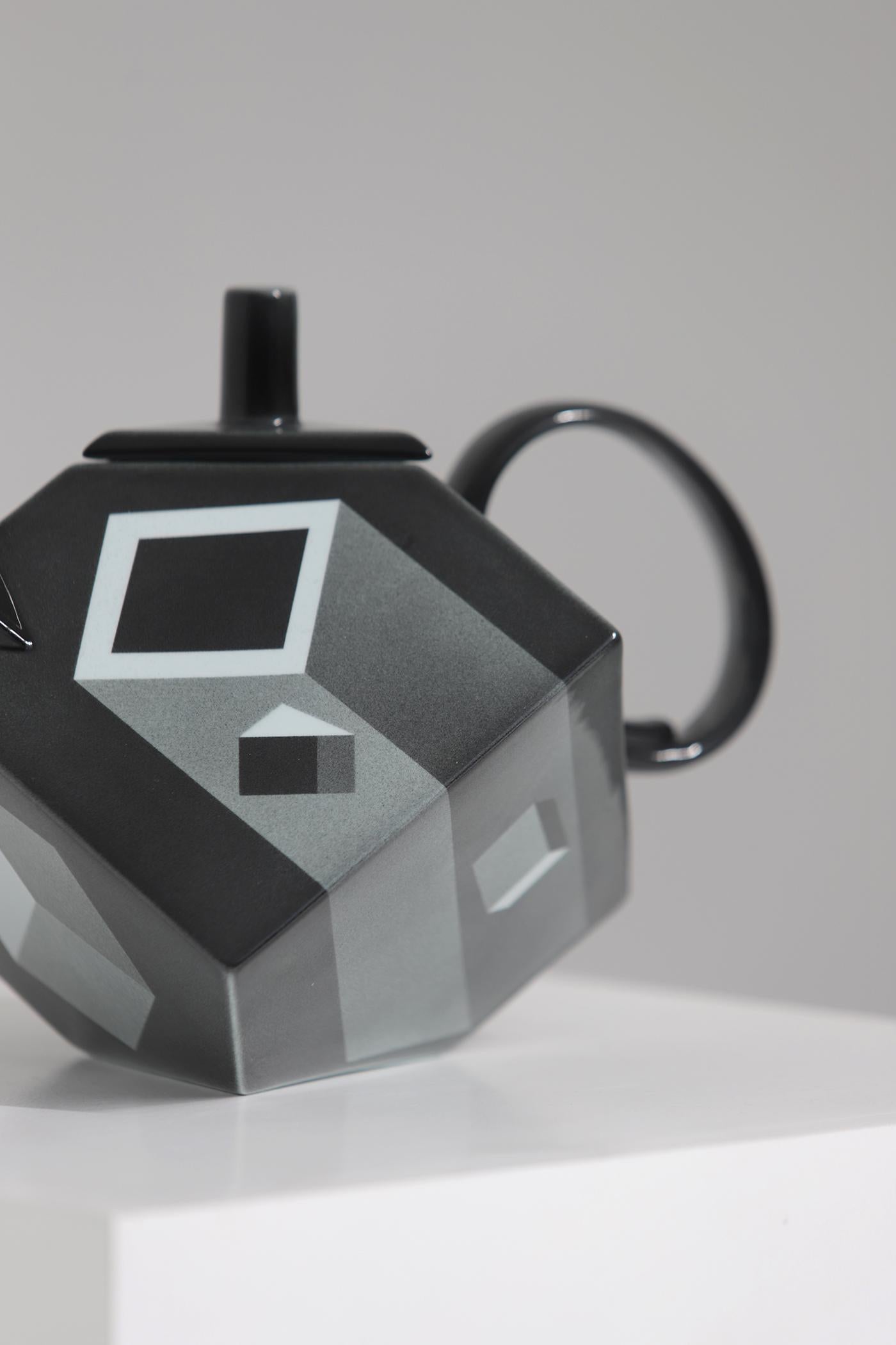 Late 20th Century Minimalist 'Cube' Teapot by Rolf Sinnemark for Rörstrand, Sweden 1986 For Sale
