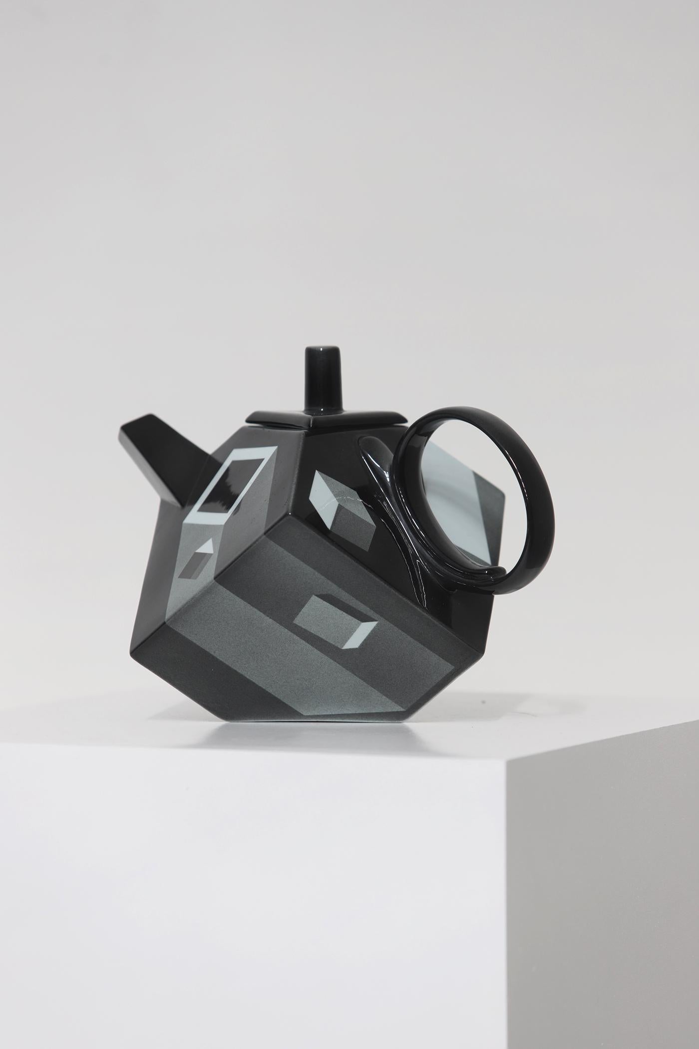 Minimalist 'Cube' Teapot by Rolf Sinnemark for Rörstrand, Sweden 1986 For Sale 1