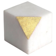 Minimalist Cubic Handmade Marble Bianco Sevec 24k Gold Cuts by Tarek Elkassouf