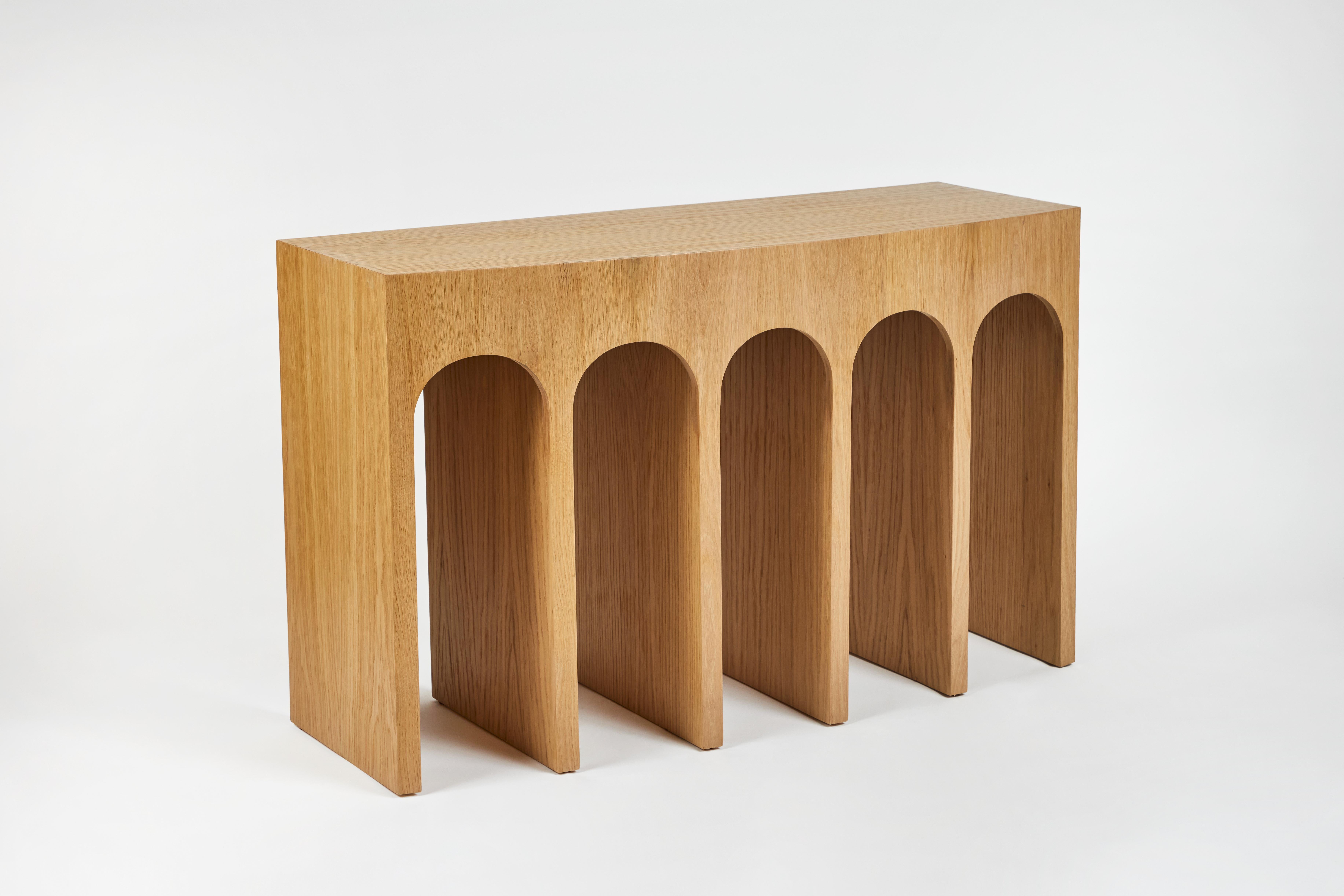 Modern Minimalist Curved Front Arcade Console with Arches by Martin & Brockett For Sale