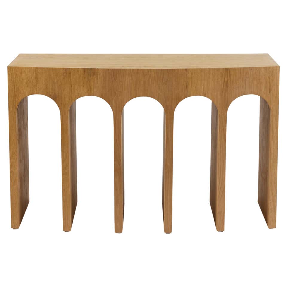 Minimalist Curved Front Arcade Console in Tanned Oak by Martin and ...