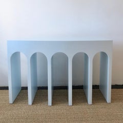 Minimalist Curved Front Arch Console in Pale Blue by Martin and Brockett