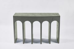 Minimalist Curved Front Arch Console in Scrubbed Lichen by Martin and Brockett