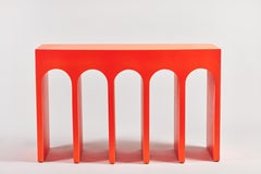 Minimalist Curved Front Console with Arches by Martin and Brockett in Ember