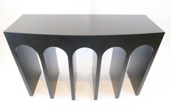 Minimalist Curved Front Console with Arches in Black by Martin and Brockett