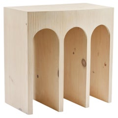 Minimalist Curved Front Pine Console with Arches in Soap on Pine Finish