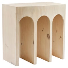 Minimalist Curved Front Pine Console with Arches in Soap on Pine Finish by M&B