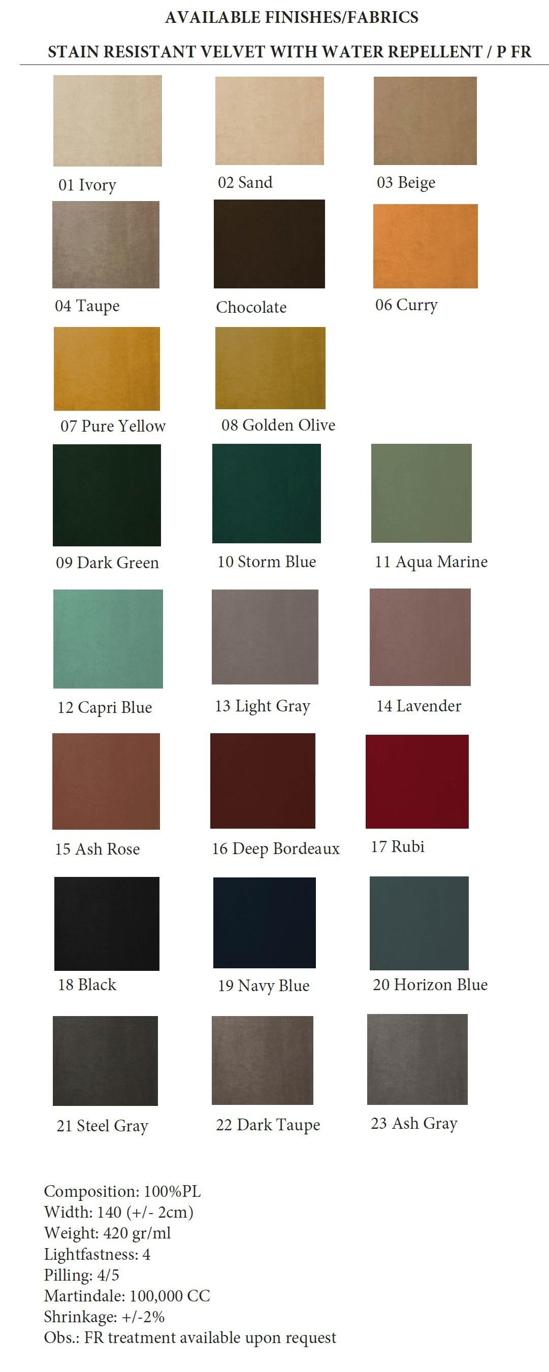 Minimalist Curved Sofa With Soft Feminine Silhouette in High-Resistant Velvet en venta 3