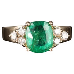 Minimalist Cushion Cut Natural Emerald Diamond Engagement Ring, Promise Ring