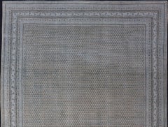 Alfombra Persa Tabriz Antigua de Diseño Minimalista con Diseño Integral en Colores Desteñidos