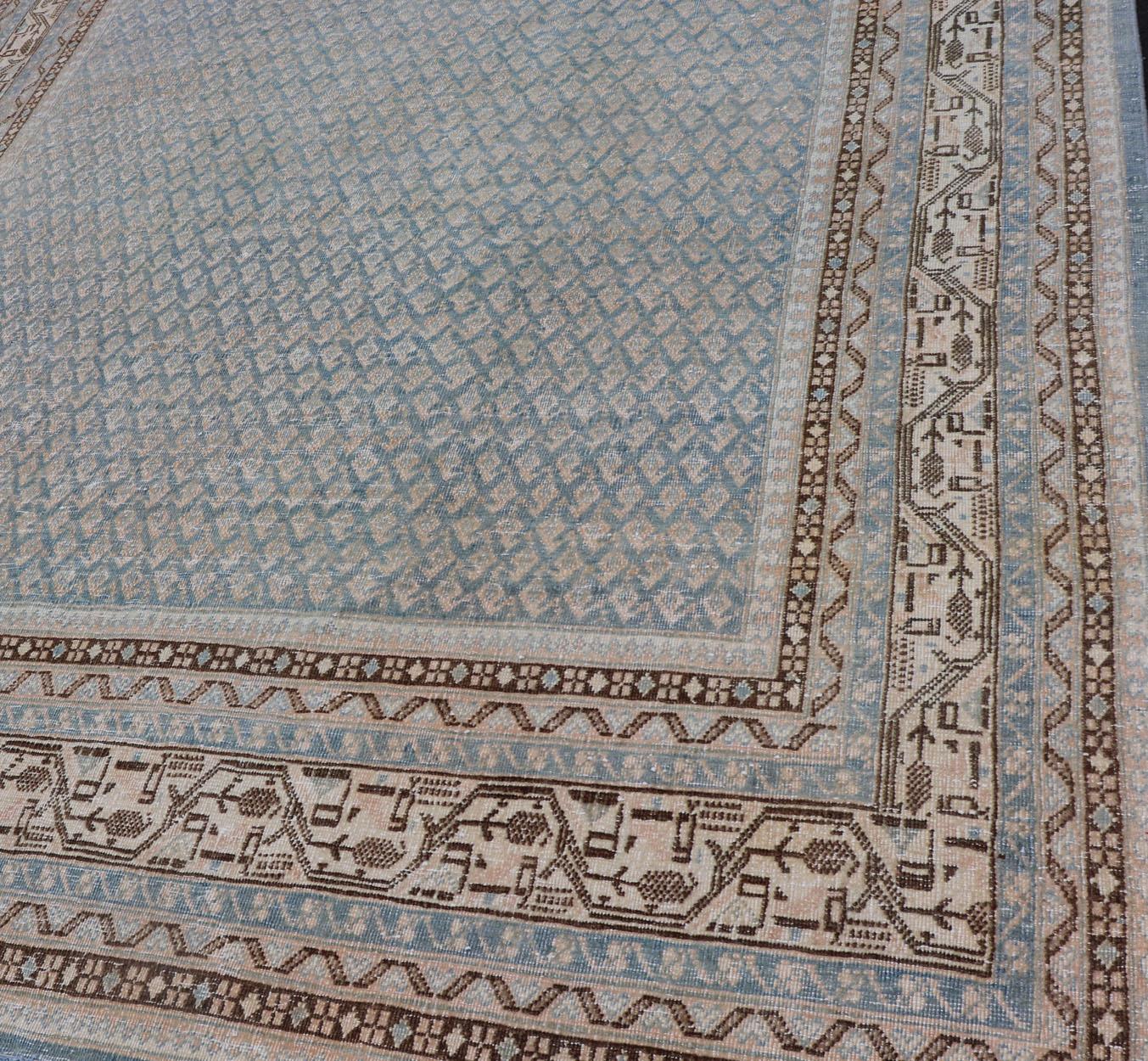 Minimalist Design Antique Persian Tabriz Rug with Modern Look in Blue Tones For Sale 7