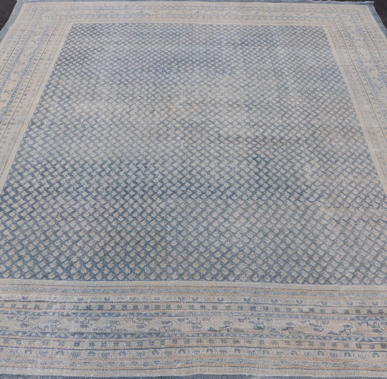 Minimalist Design Antique Persian Tabriz Rug with Modern Look in Blue Tones For Sale 8