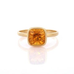 Minimalist Design Citrine Solitaire Ring in 18k Yellow Gold Everyday Jewelry